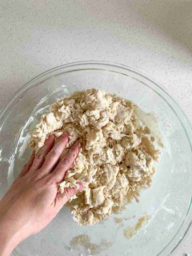hand mixing dough