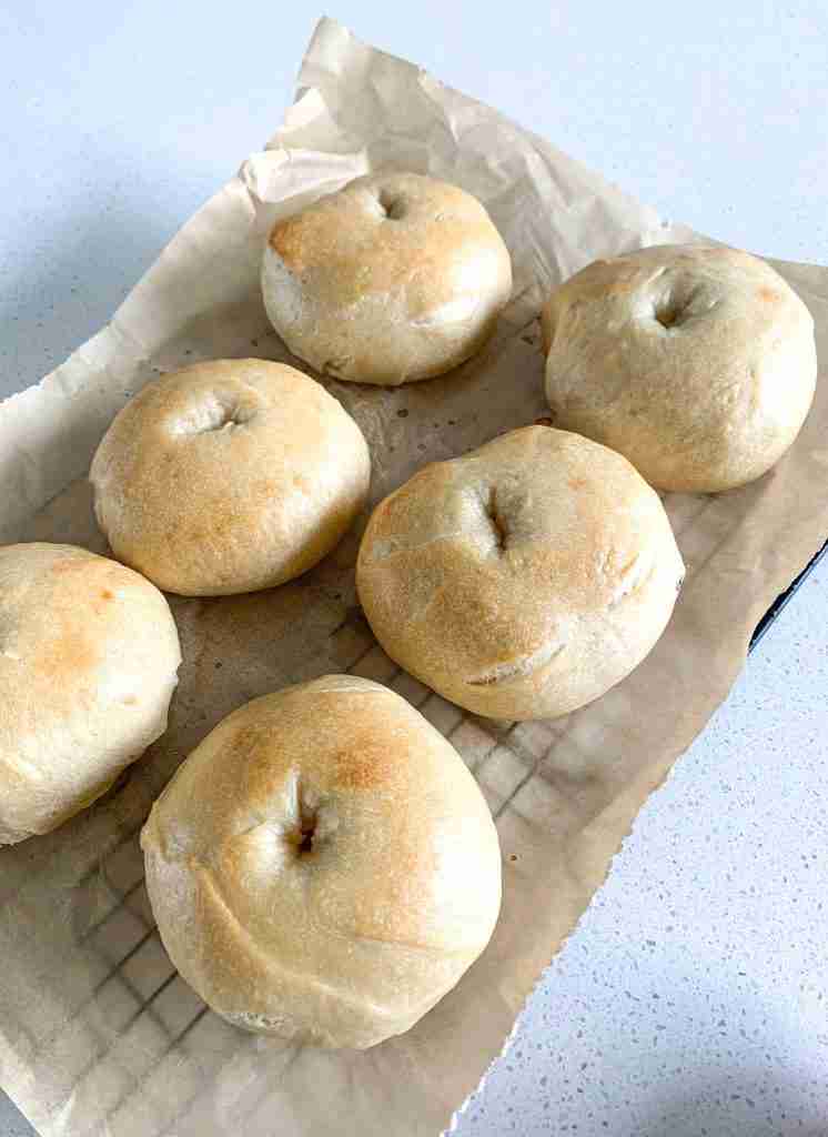 bagels on a wire rack cooling
