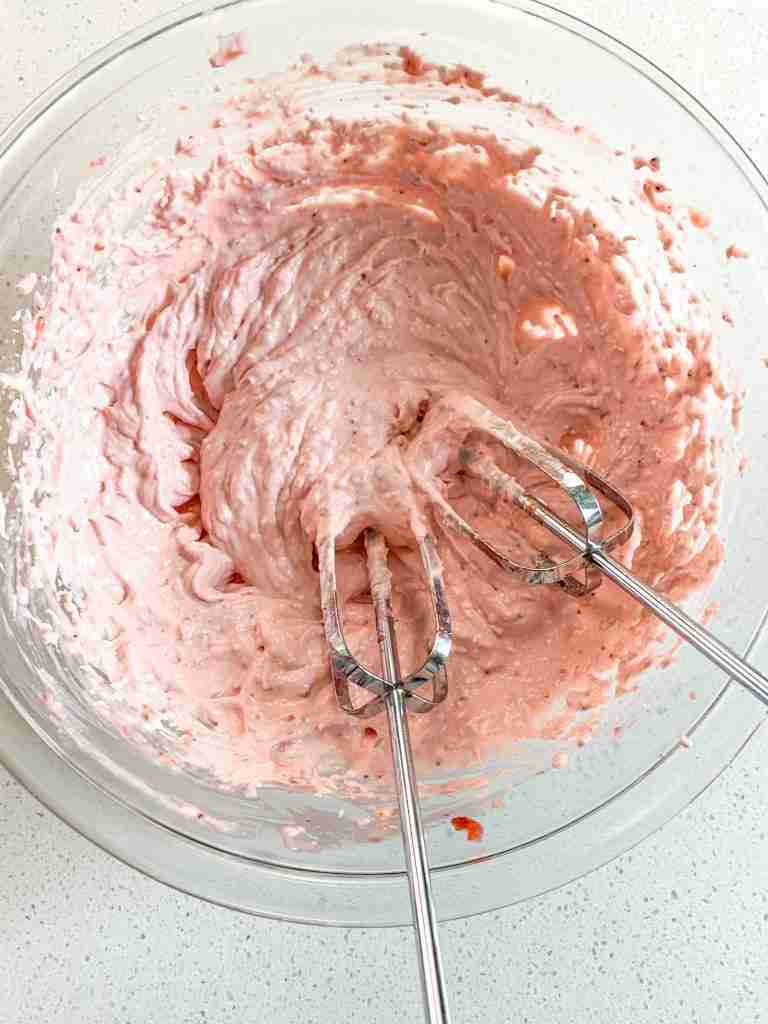 strawberry cream cheese frosting mixed up