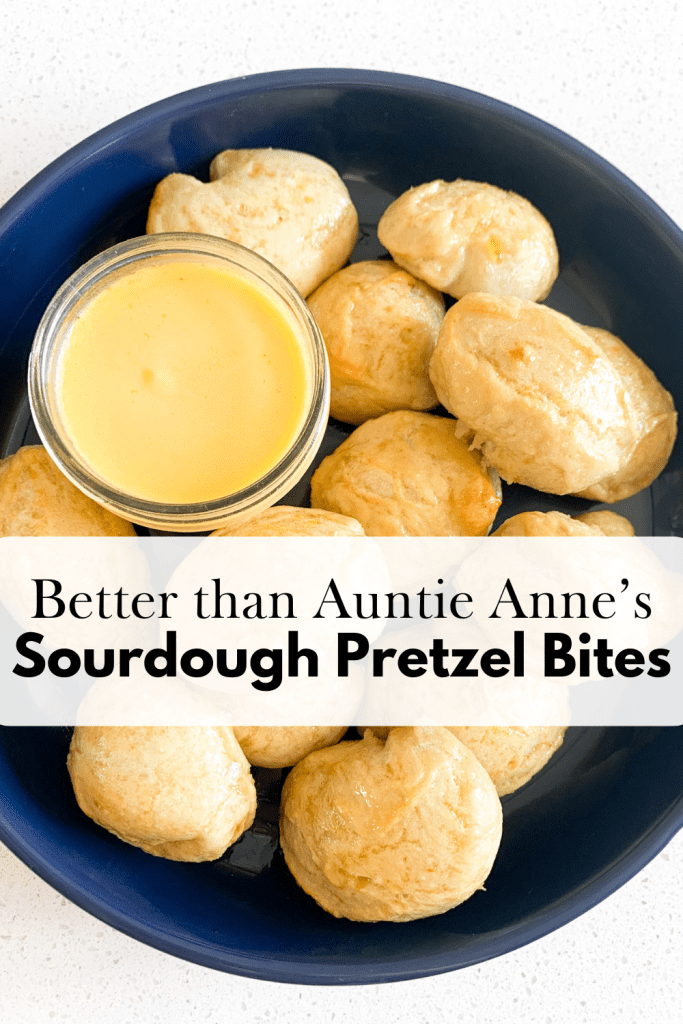 pretzels bites on a plate with cheese dip