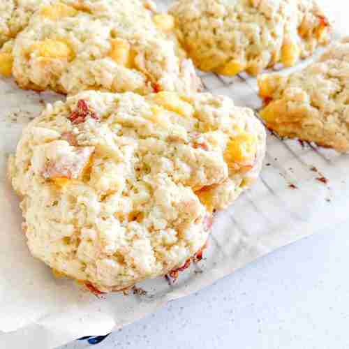 freshly baked sourdough peach scones