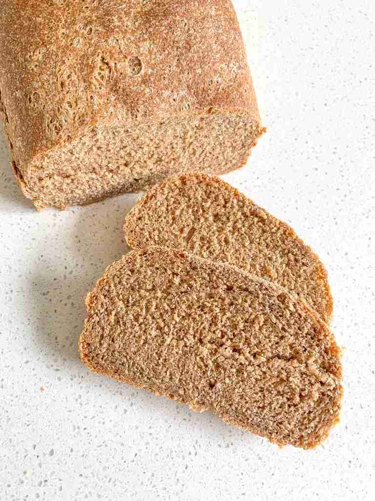 bread loaf with 2 slices cut off 