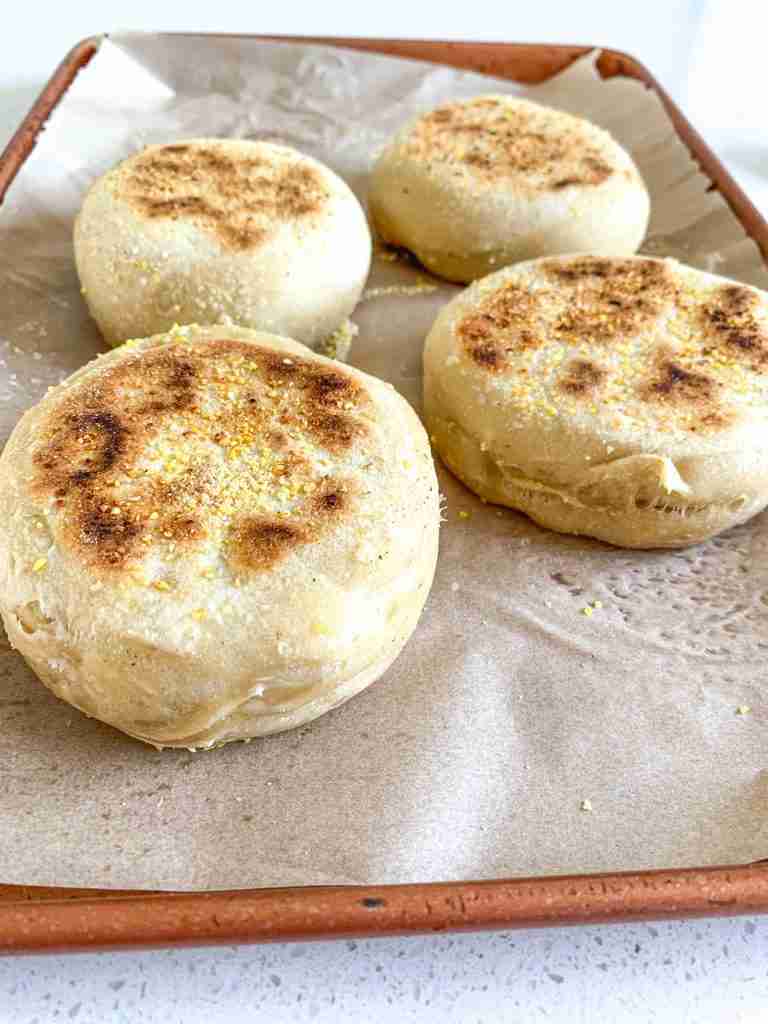 up close shot of english muffins