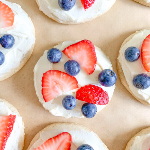 freshly made and decorated sourdough mini fruit pizzas