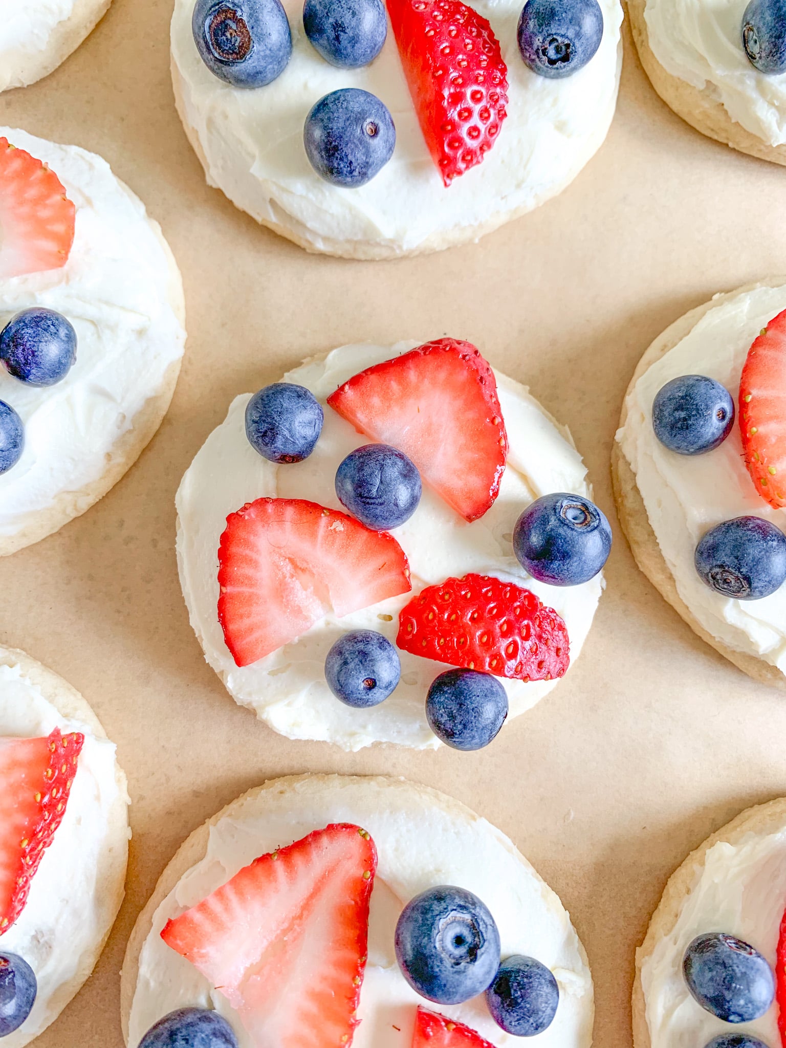 freshly made and decorated sourdough mini fruit pizzas
