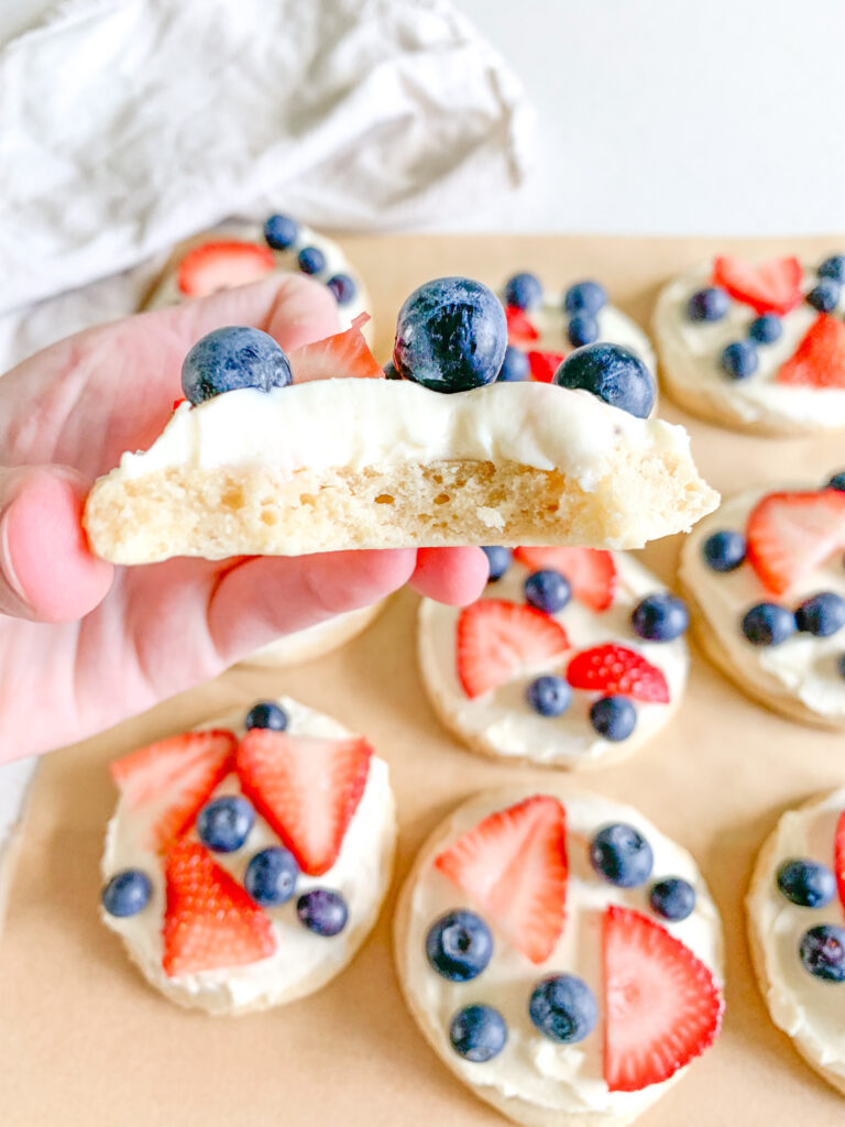 freshly made and decorated sourdough mini fruit pizzas