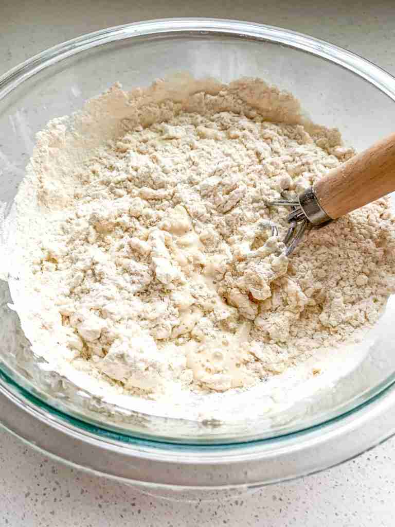 mixing sourdough english muffin dough