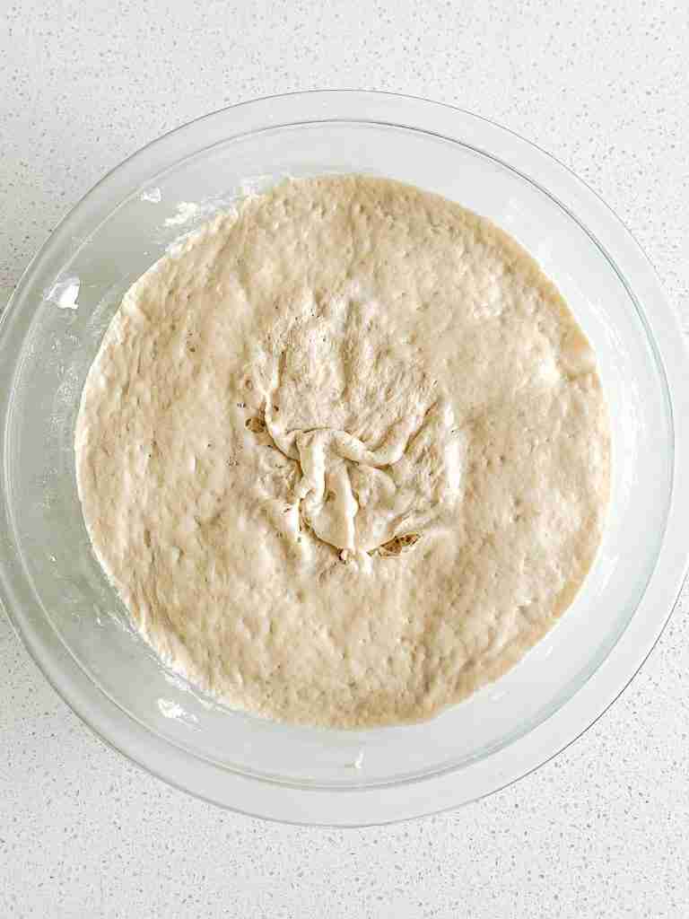 sourdough english muffin dough finished bulk fermenting