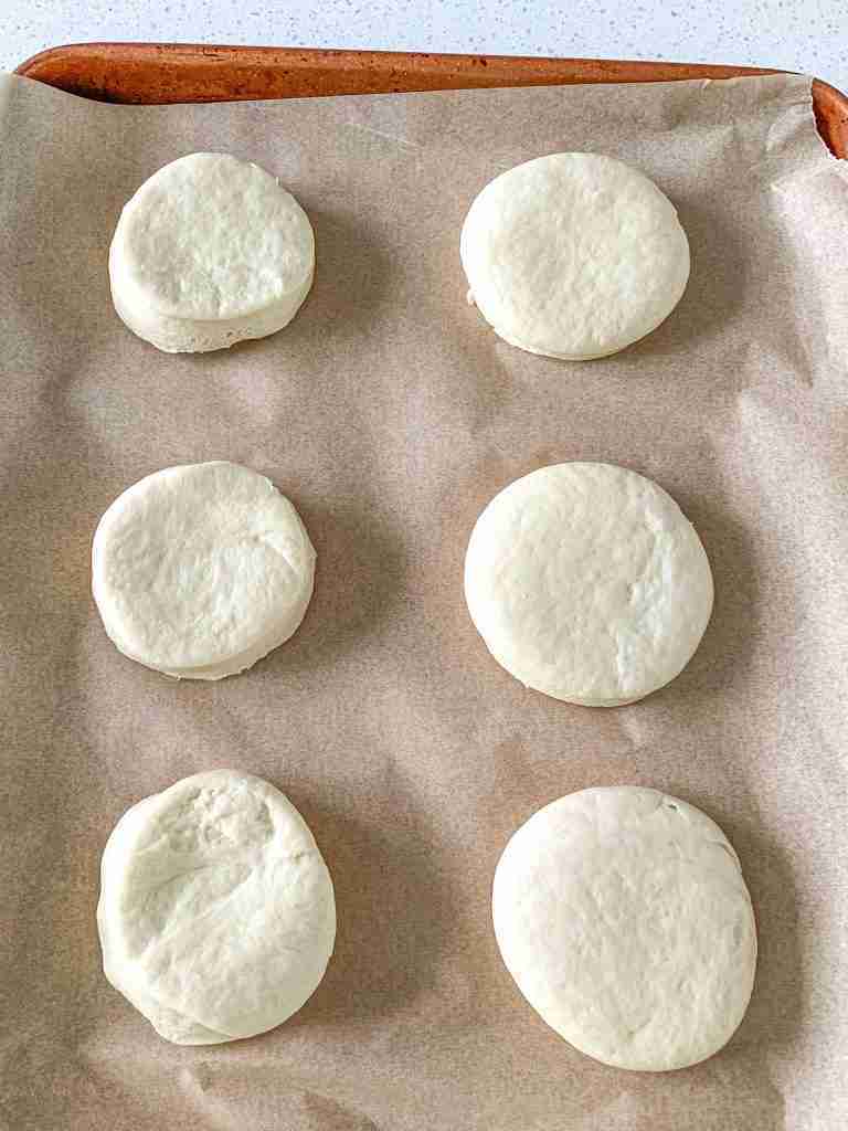 sourdough english muffins cut out and ready to proof