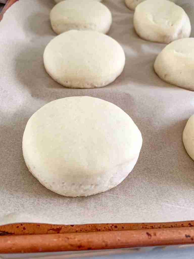 proofed sourdough english muffins