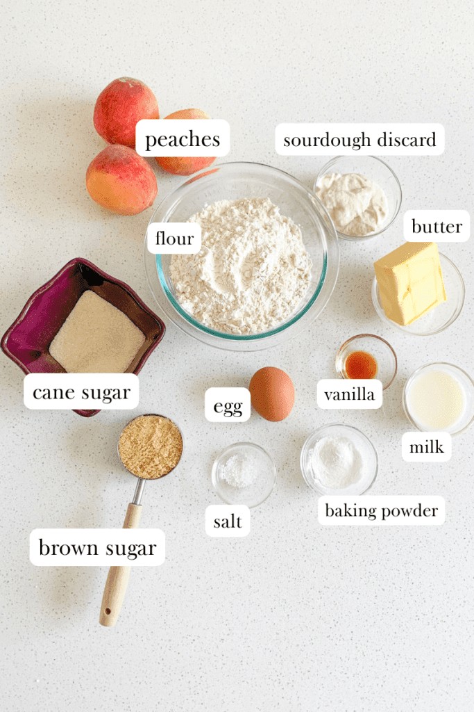 sourdough peach scones labeled ingredients