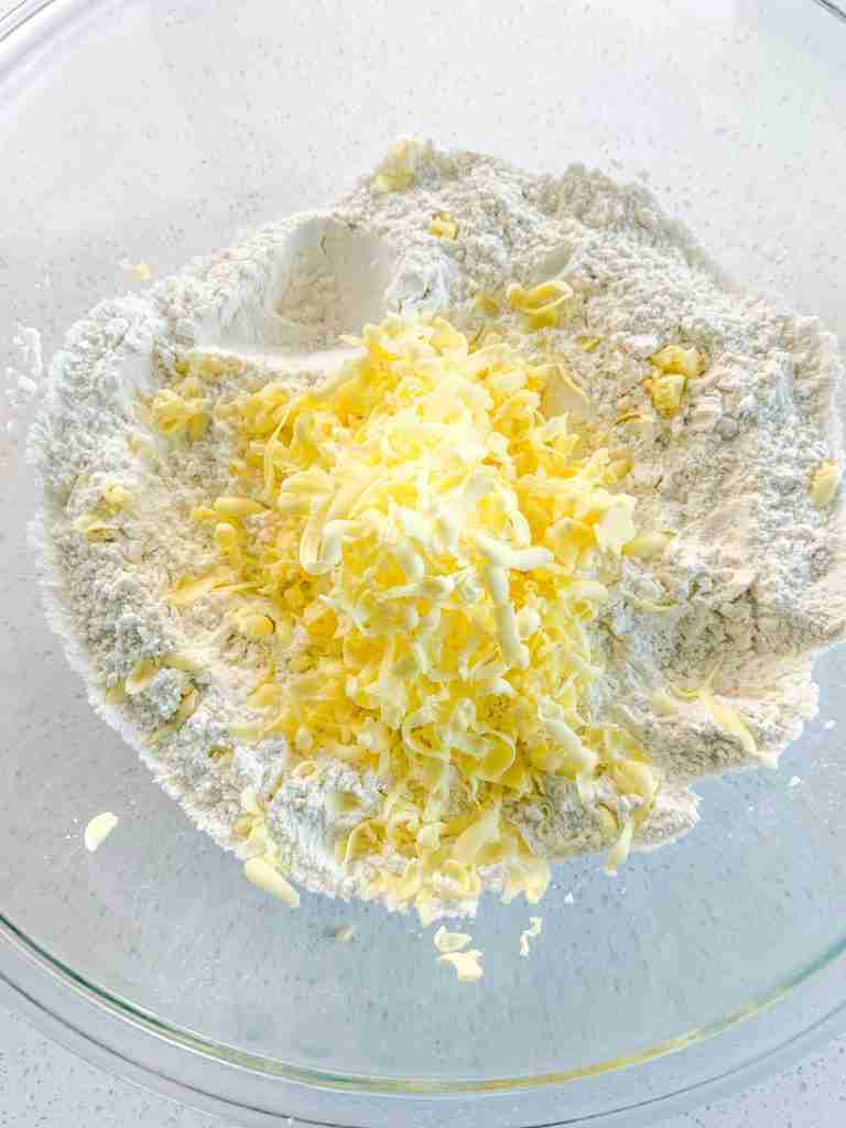 grated butter added into flour