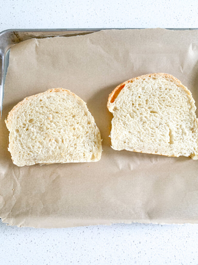 slices of sourdough bread on a pan