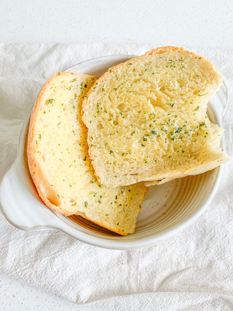 freshly baked sourdough garlic bread