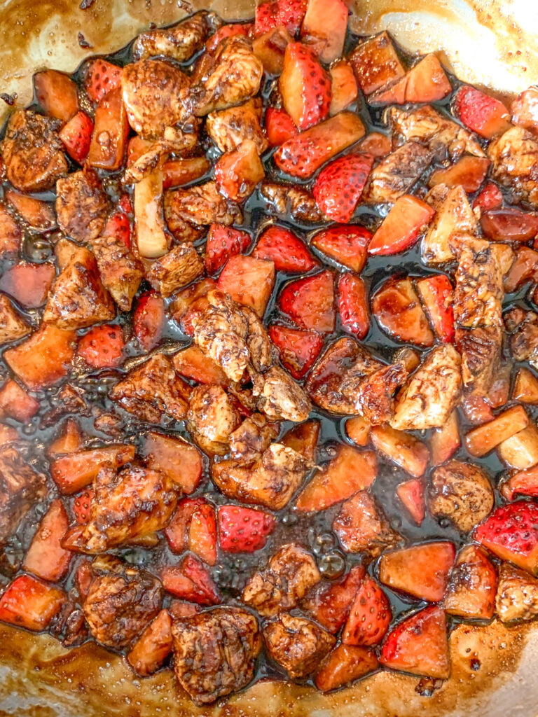 freshly made pan-seared balsamic strawberry chicken bites