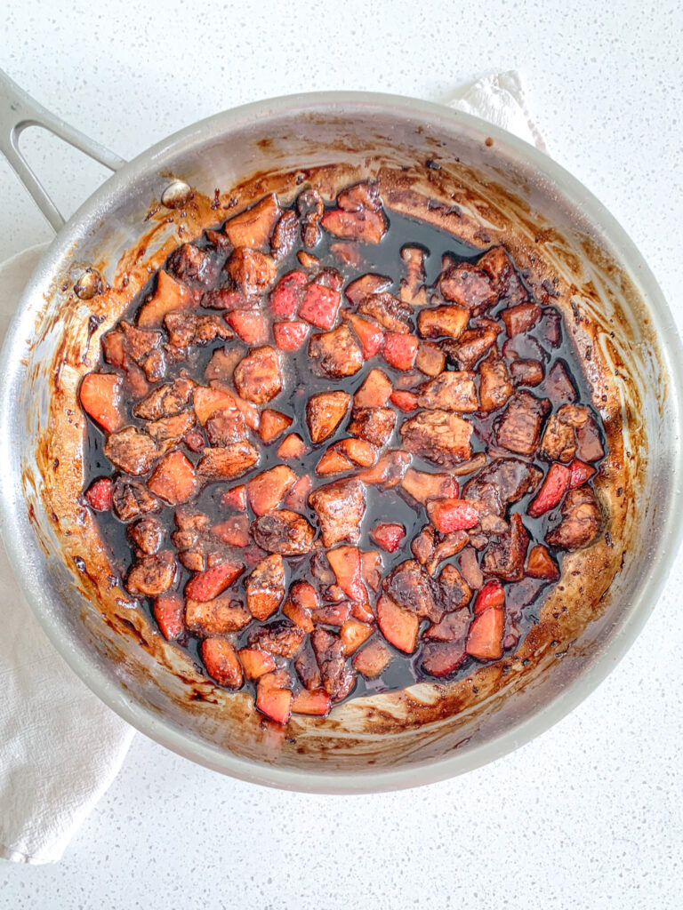 freshly made pan-seared balsamic strawberry chicken bites