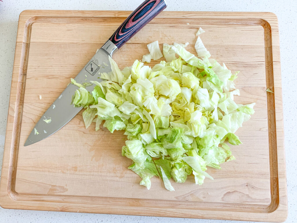 iceburg lettuce cut up for salad