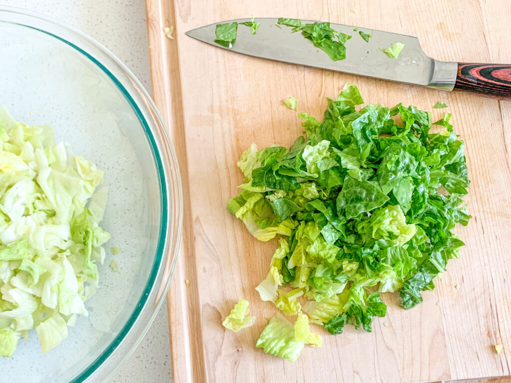 romaine lettuce cut up for salad