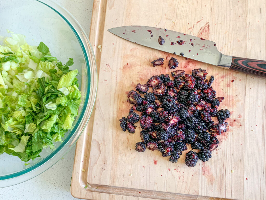 blackberries cut up for salad