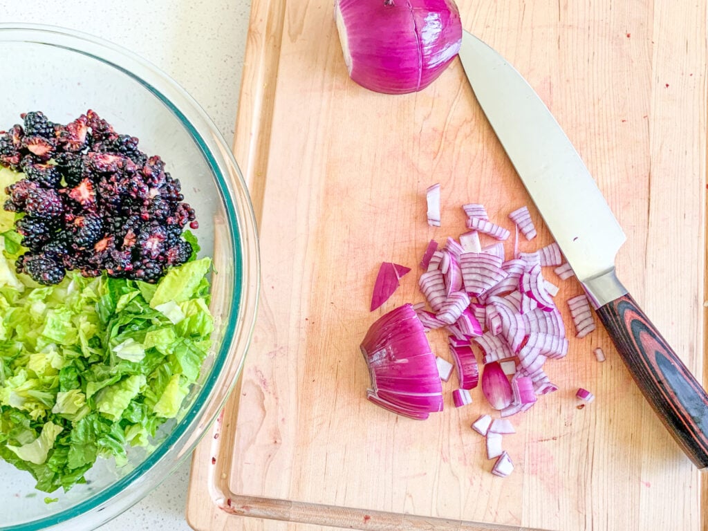red onion cut up for salad