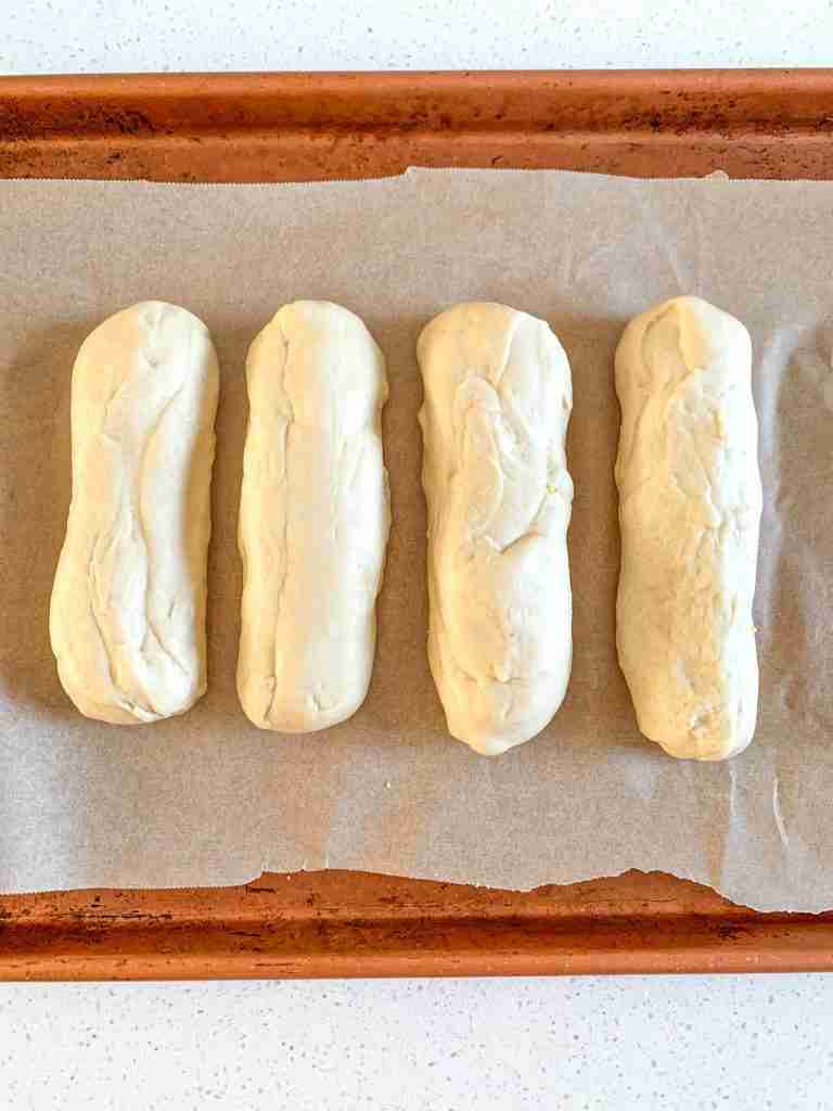 sourdough hot dog buns ready to bake