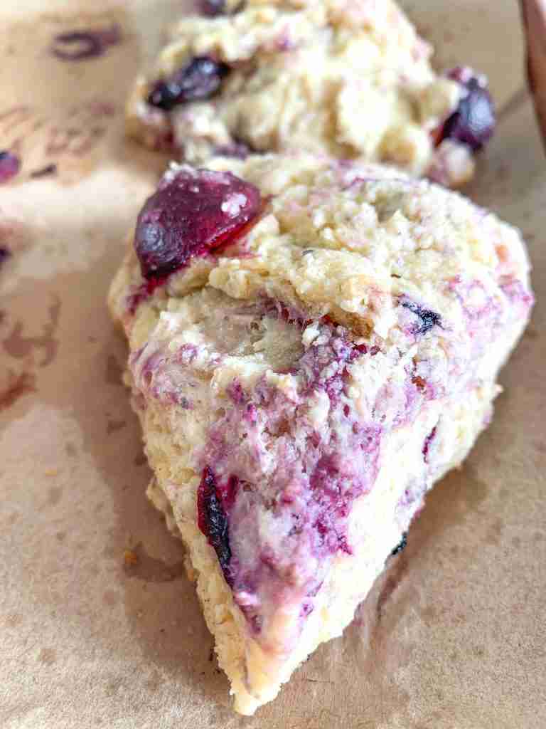 cherry scone on a baking sheet