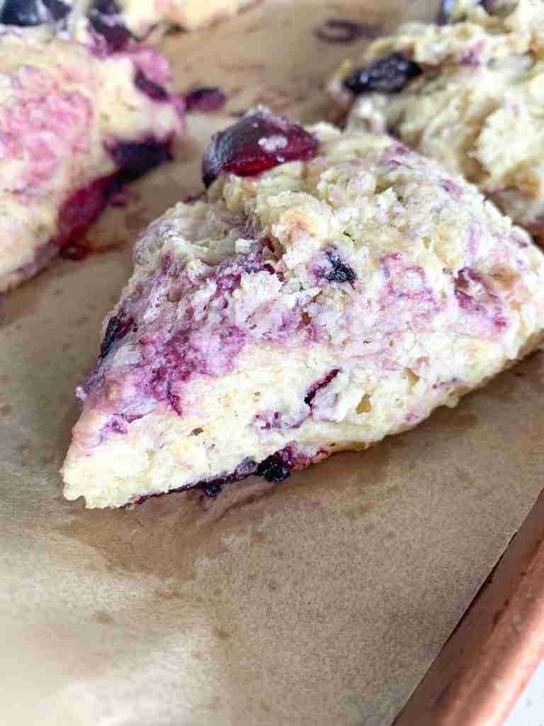 cherry scone on a baking sheet