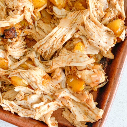 freshly baked mango chicken taco meat