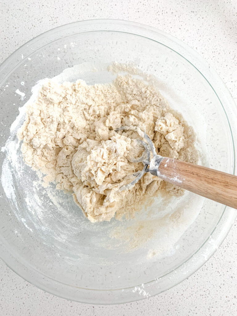 mixing sourdough hot dog bun dough ingredients