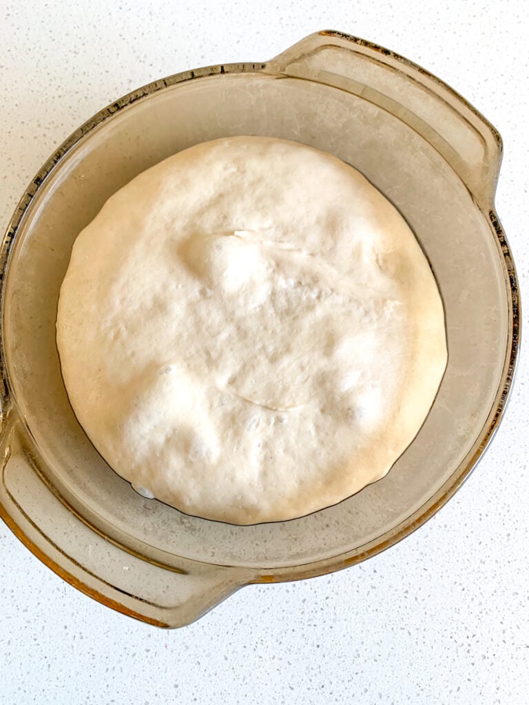 sourdough hot dog bun dough done fermenting