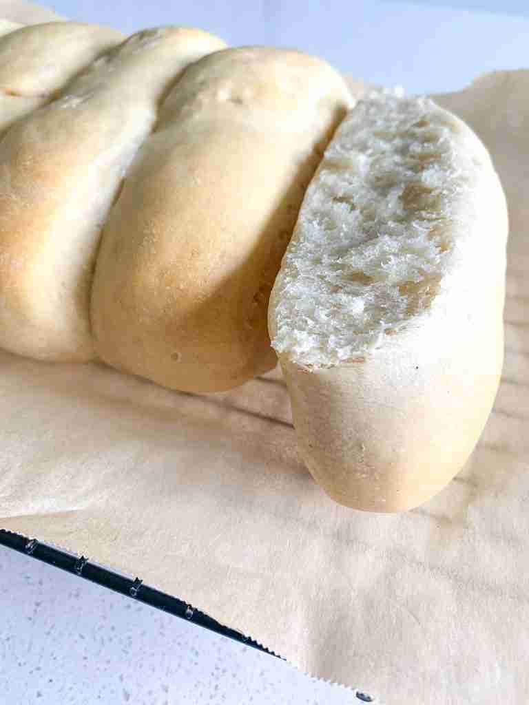 freshly baked sourdough hot dog buns