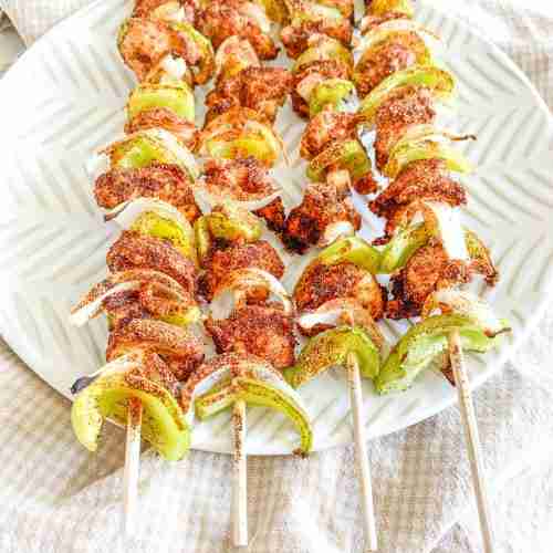 freshly baked mexican chicken skewers