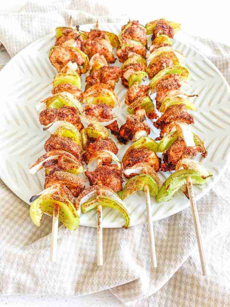 freshly baked mexican chicken skewers