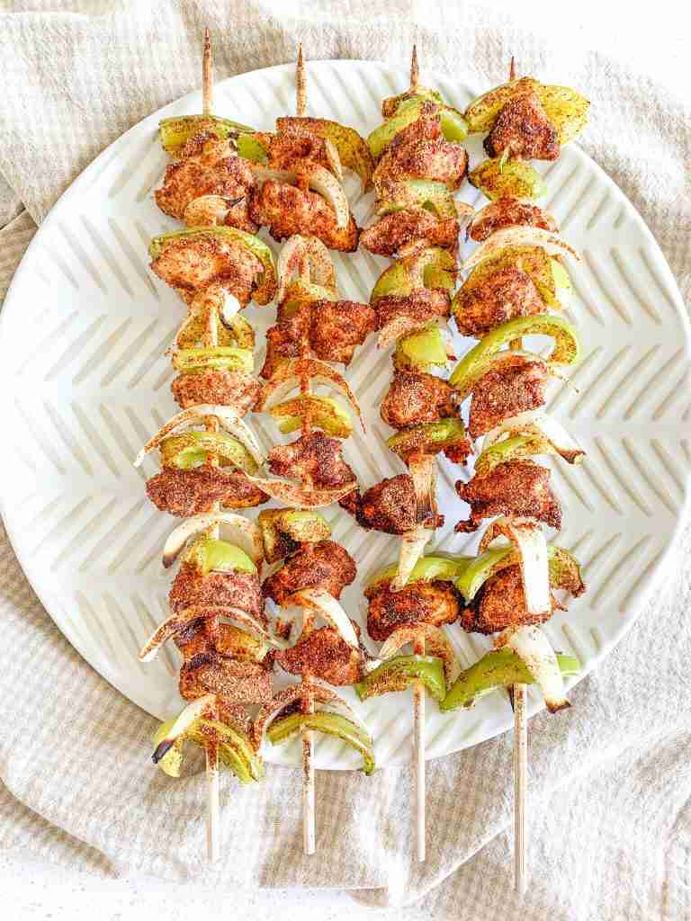 freshly baked mexican chicken skewers