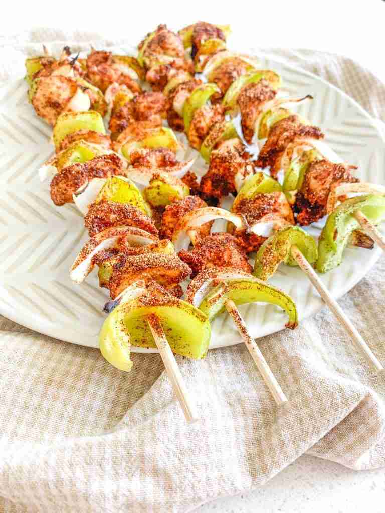 freshly baked mexican chicken skewers
