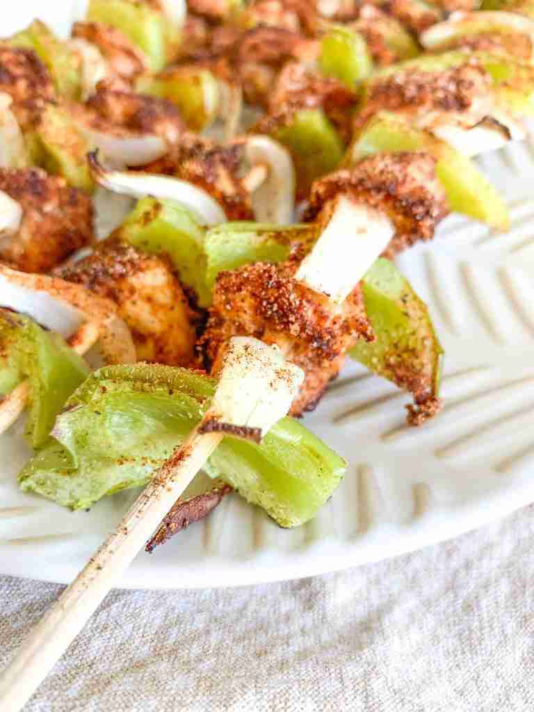 freshly baked mexican chicken skewers