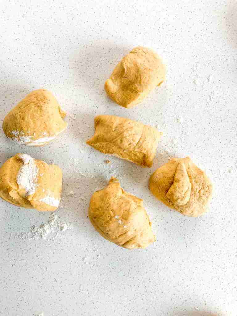 bagel dough divided up