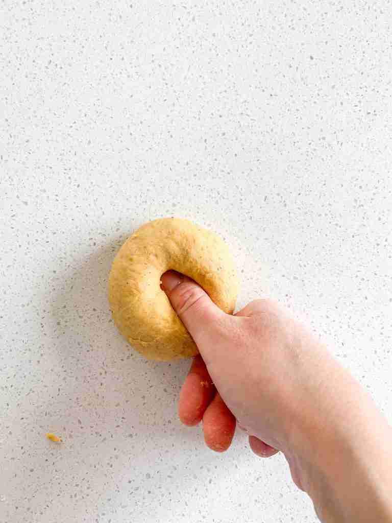 shaping pumpkin bagel
