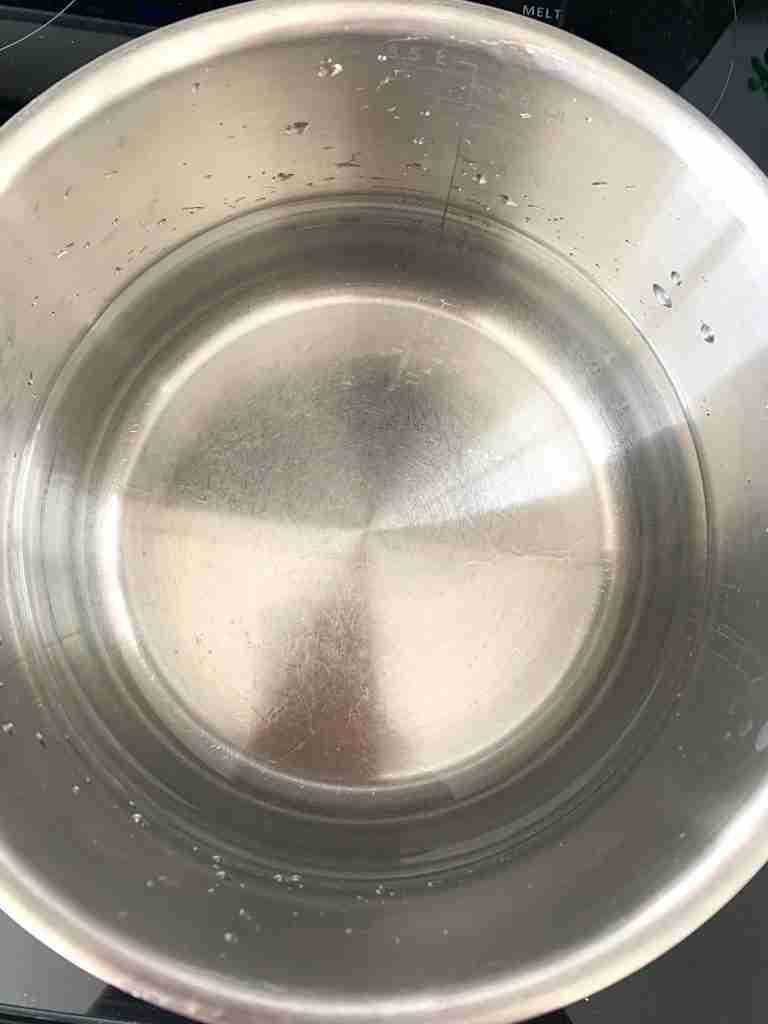 water in a pot for a water bath