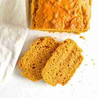 loaf and slices of pumpkin bread
