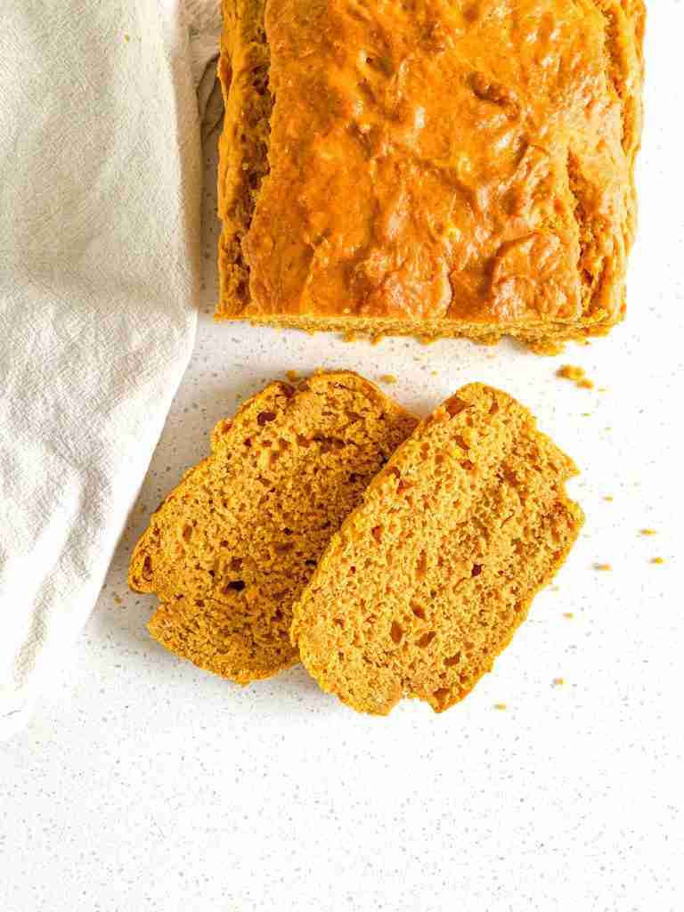freshly baked sourdough pumpkin bread for fall