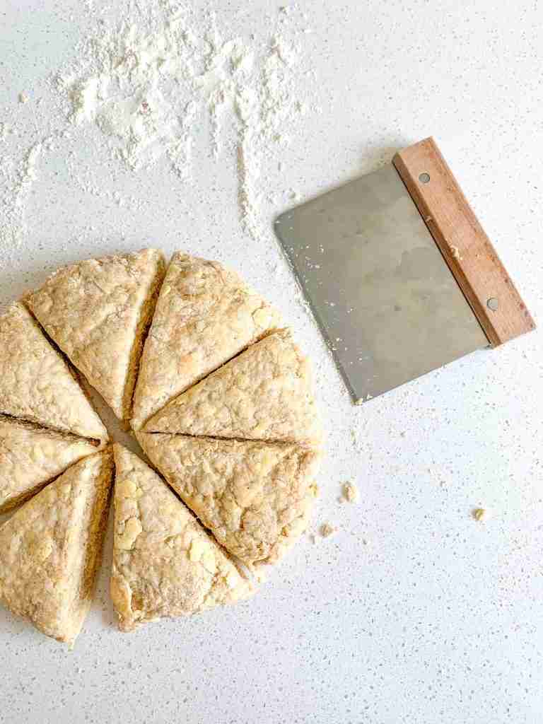 scone dough cut into 8 peices