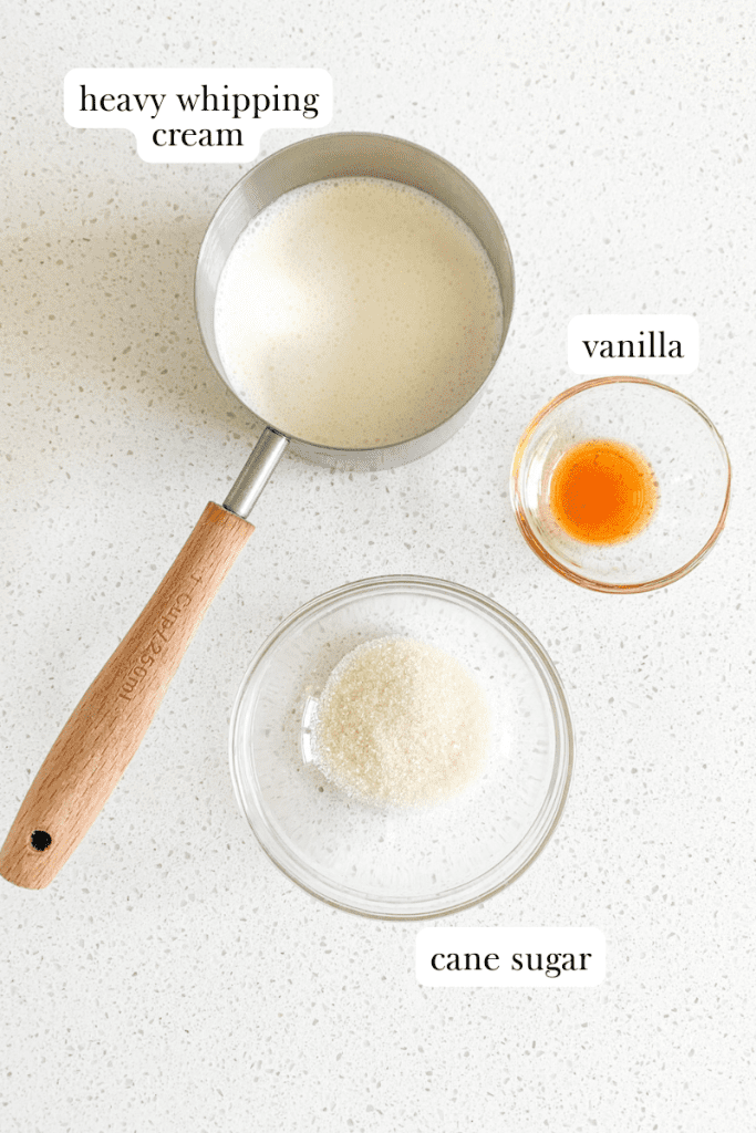 homemade whipped cream labeled ingredients