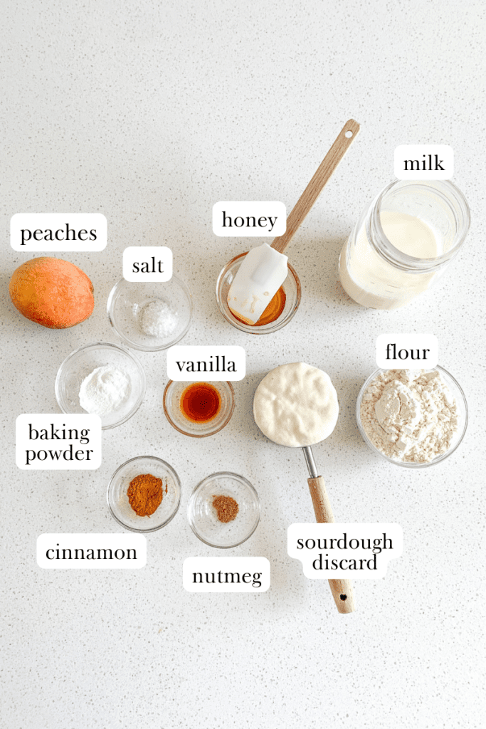 sourdough peach waffles labeled ingredients