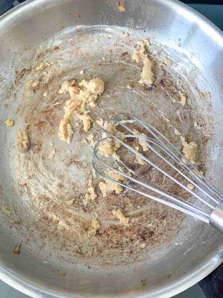 cooking down a roux of flour and butter
