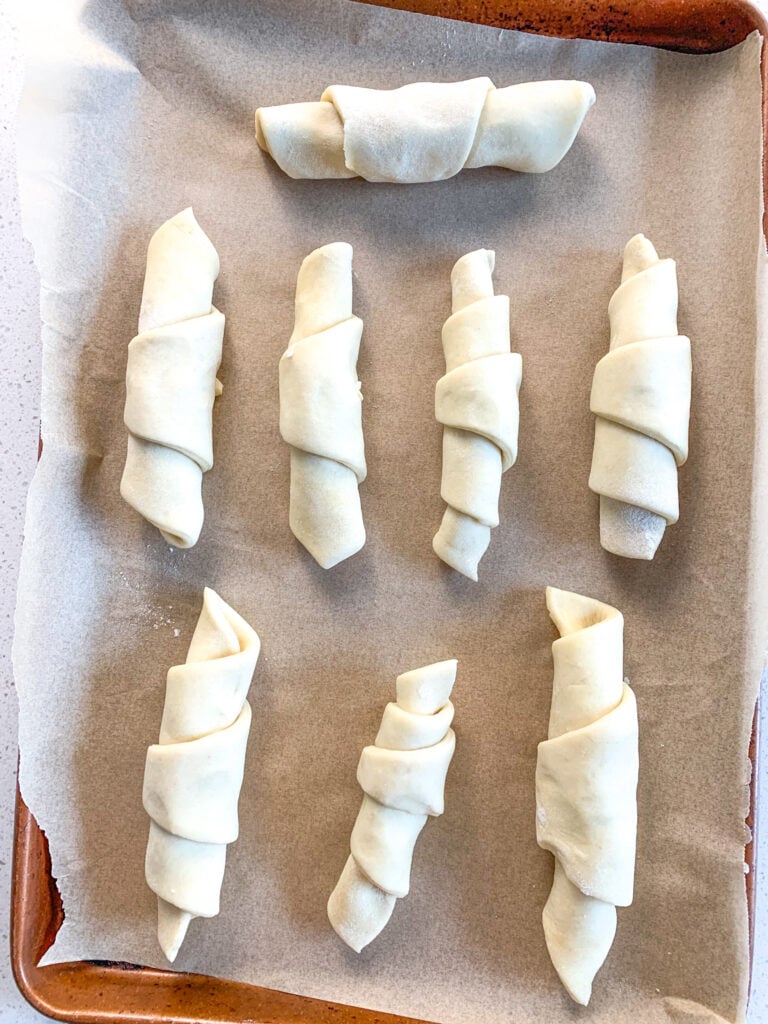 rolled crescent roll dough ready for proofing