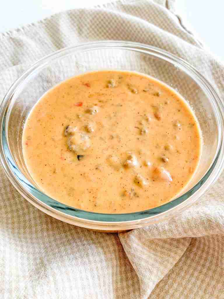 bowl of freshly made rotel dip without velvetta