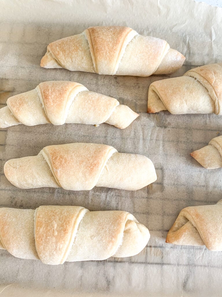 freshly baked sourdough crescent rolls
