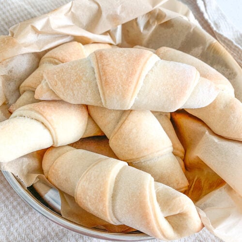 freshly baked sourdough crescent rolls