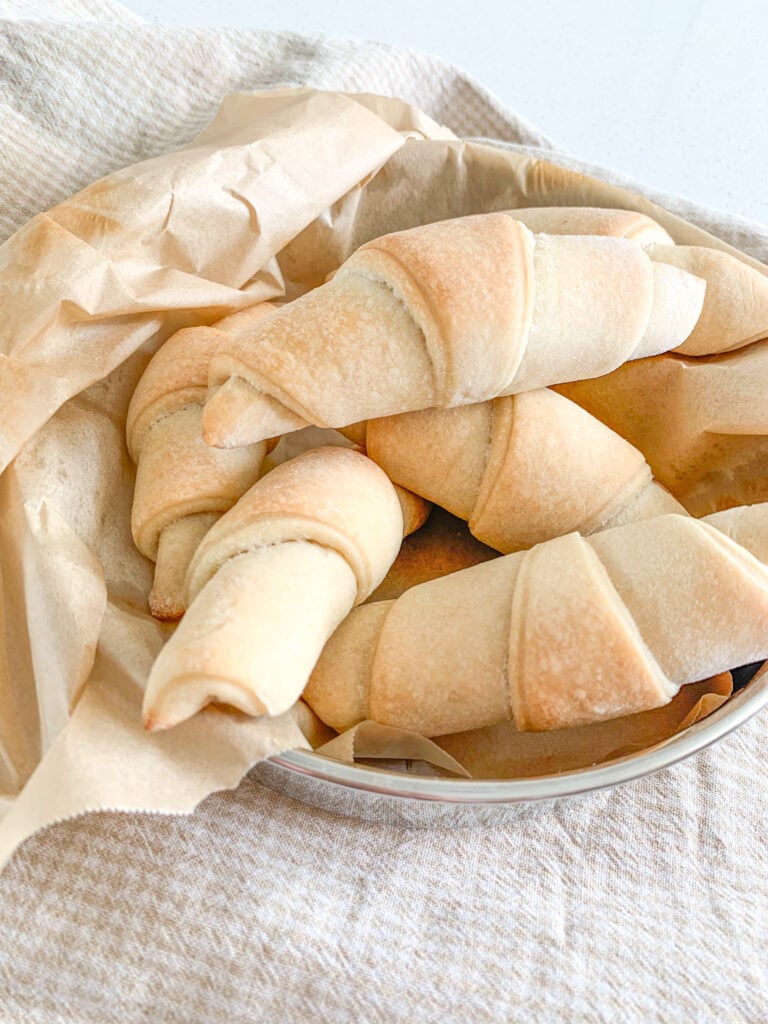 freshly baked sourdough crescent rolls